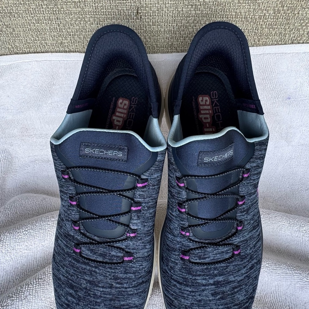 Skechers Slip-Ins in Dark Blue and Pink